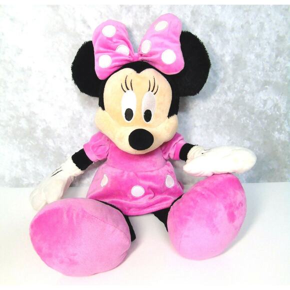 Disney Minnie Mouse Plush Jumbo 24" Doll Pink Velour Dress Bow Dress Shoes Soft - Picture 2 of 7